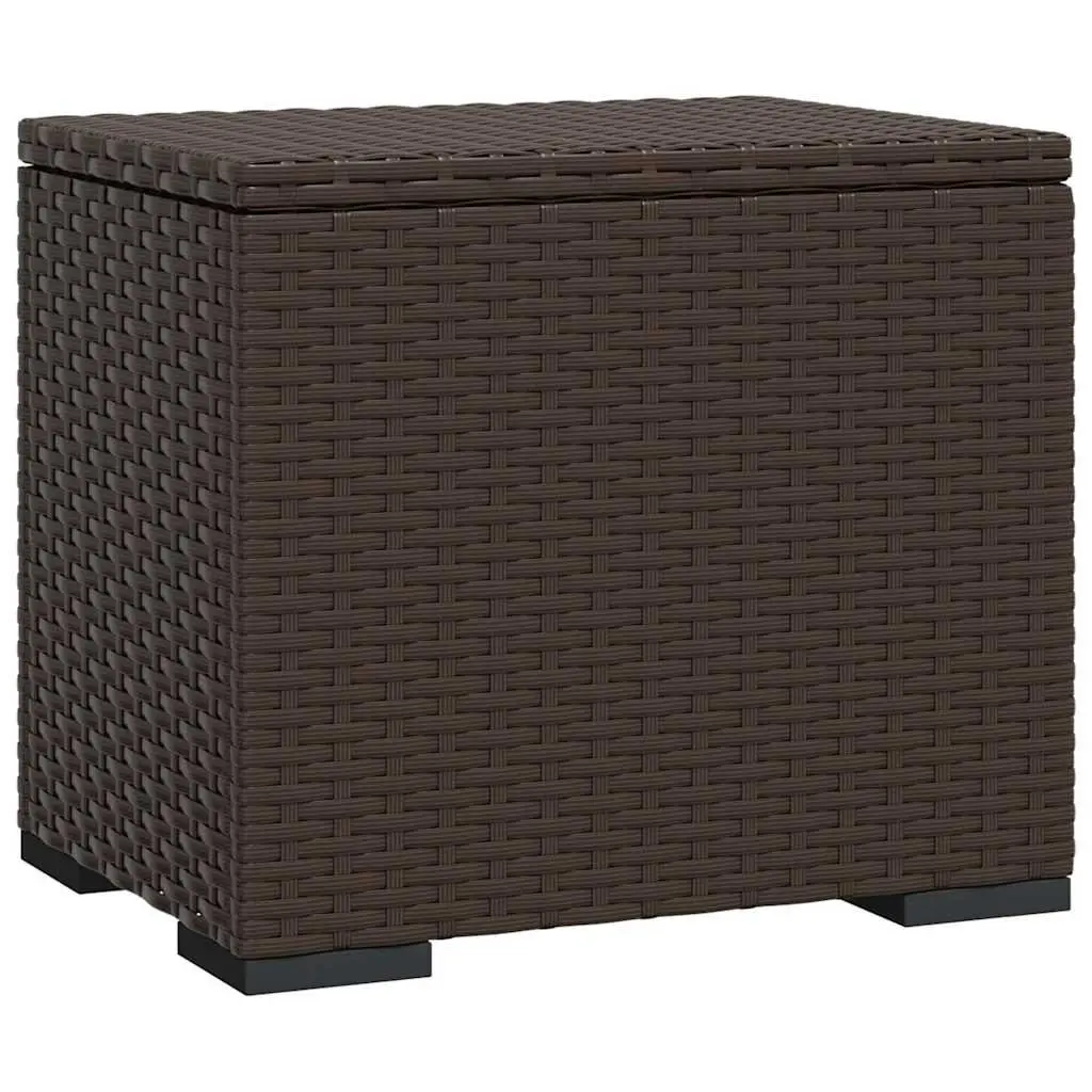 Brown Poly Rattan Ottoman Footrest with Thick Cushion for Garden Patio Relaxation 40x30x40cm