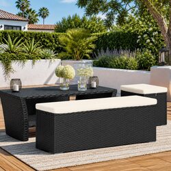 Stylish Black Ottoman Bench for Outdoor Spaces