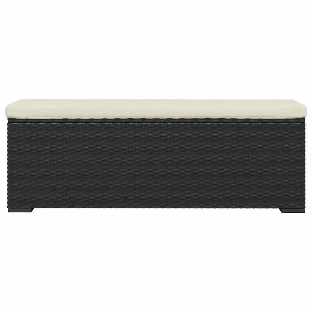 Outdoor Ottoman Bench 110cm Black PE Rattan Removable Cushion