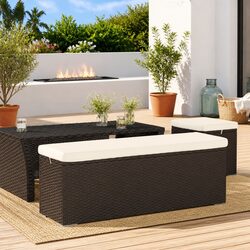 Enhance Your Space with Brown Poly Rattan Ottoman Bench