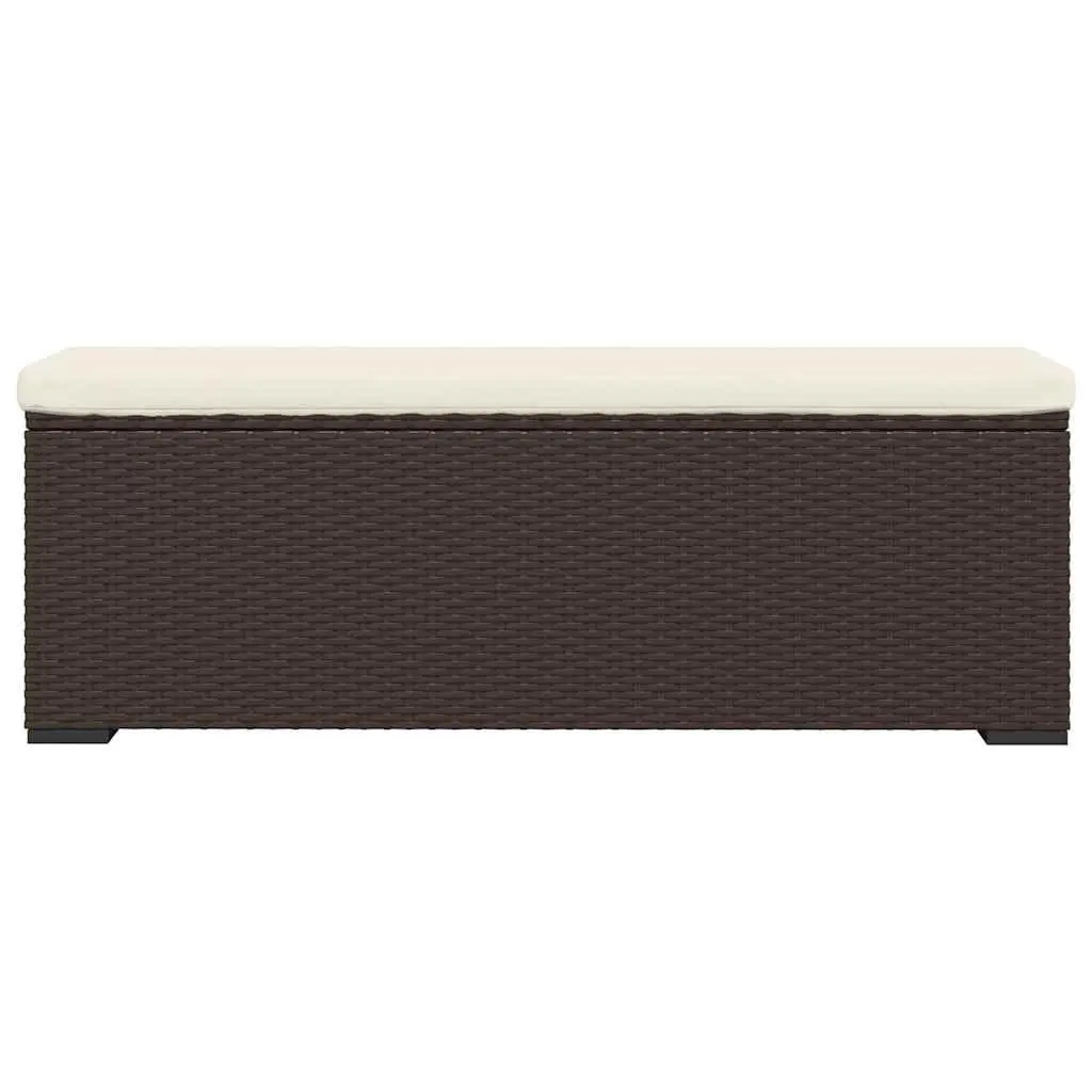 Outdoor Ottoman Bench 110 x 30 x 40 cm Brown Poly Rattan Weather Resistant with Cushion