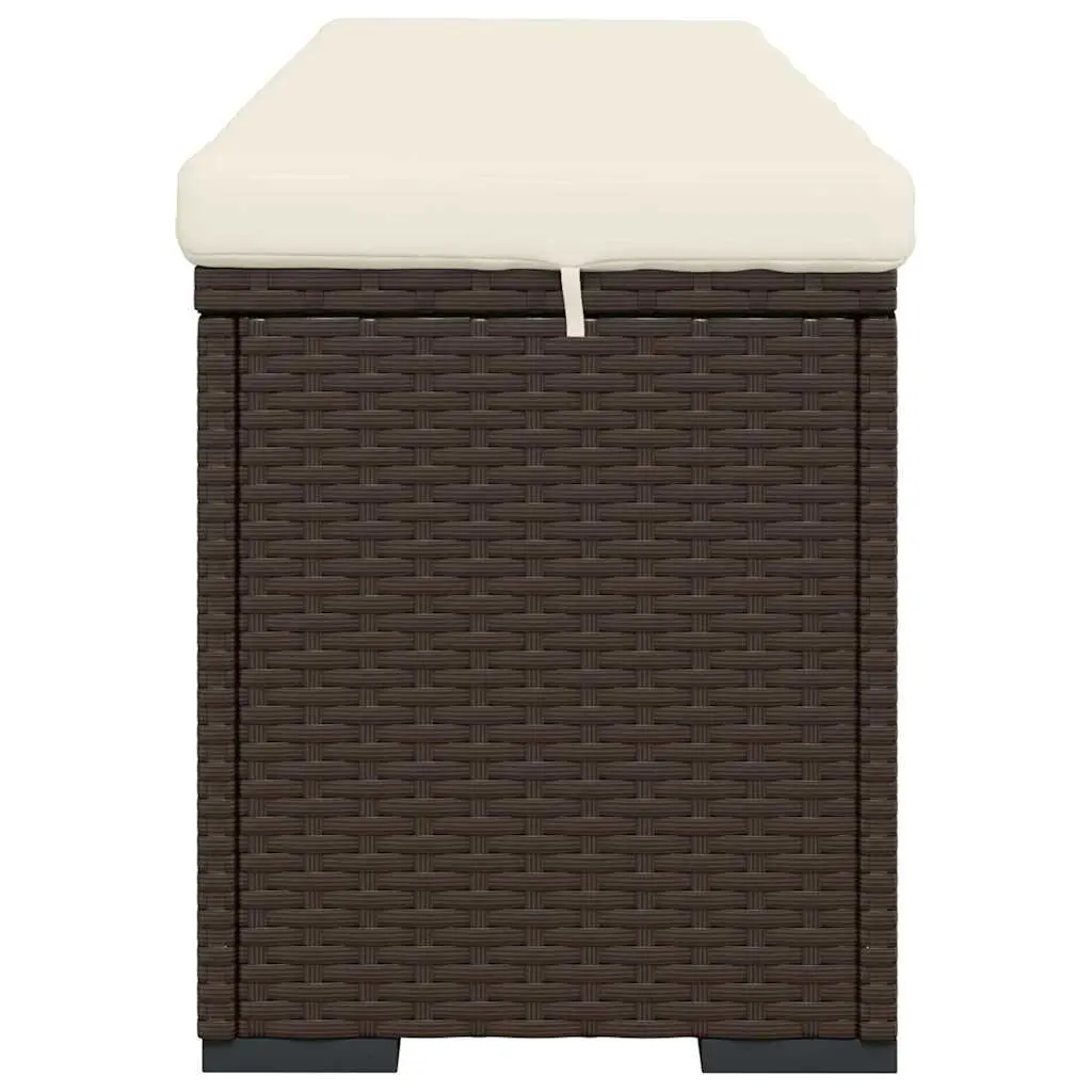 Outdoor Ottoman Bench 110 x 30 x 40 cm Brown Poly Rattan Weather Resistant with Cushion