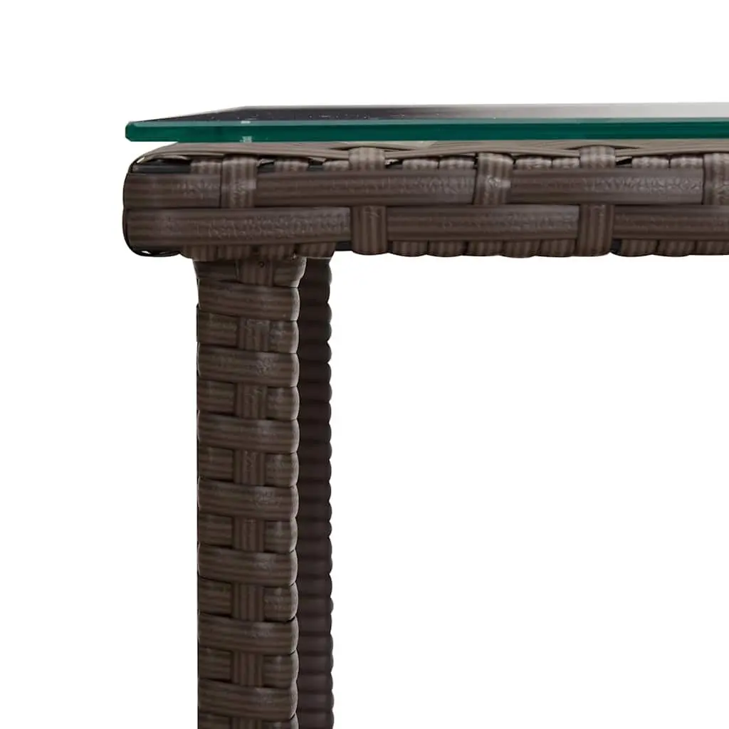 Side Table 45x45x45 cm Brown Poly Rattan Tempered Glass Weather Resistant Indoor Outdoor