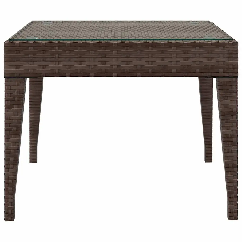 Side Table 50x50x38cm Poly Rattan Tempered Glass Indoor Outdoor