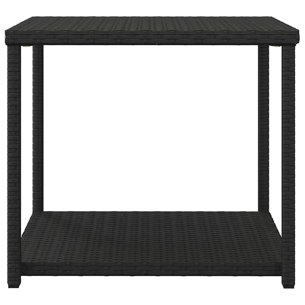 Side Table Black Poly Rattan 55x45x49cm Outdoor Indoor Accent End Table Storage