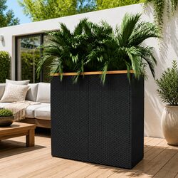 Outdoor Black Planter Box - Poly Rattan 80x40x80 cm