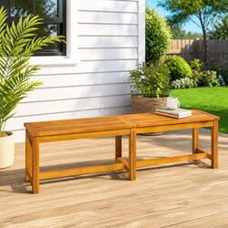 Solid Acacia Wood Garden Bench 150x35x45 cm Outdoor Seating Brown Wooden Frame