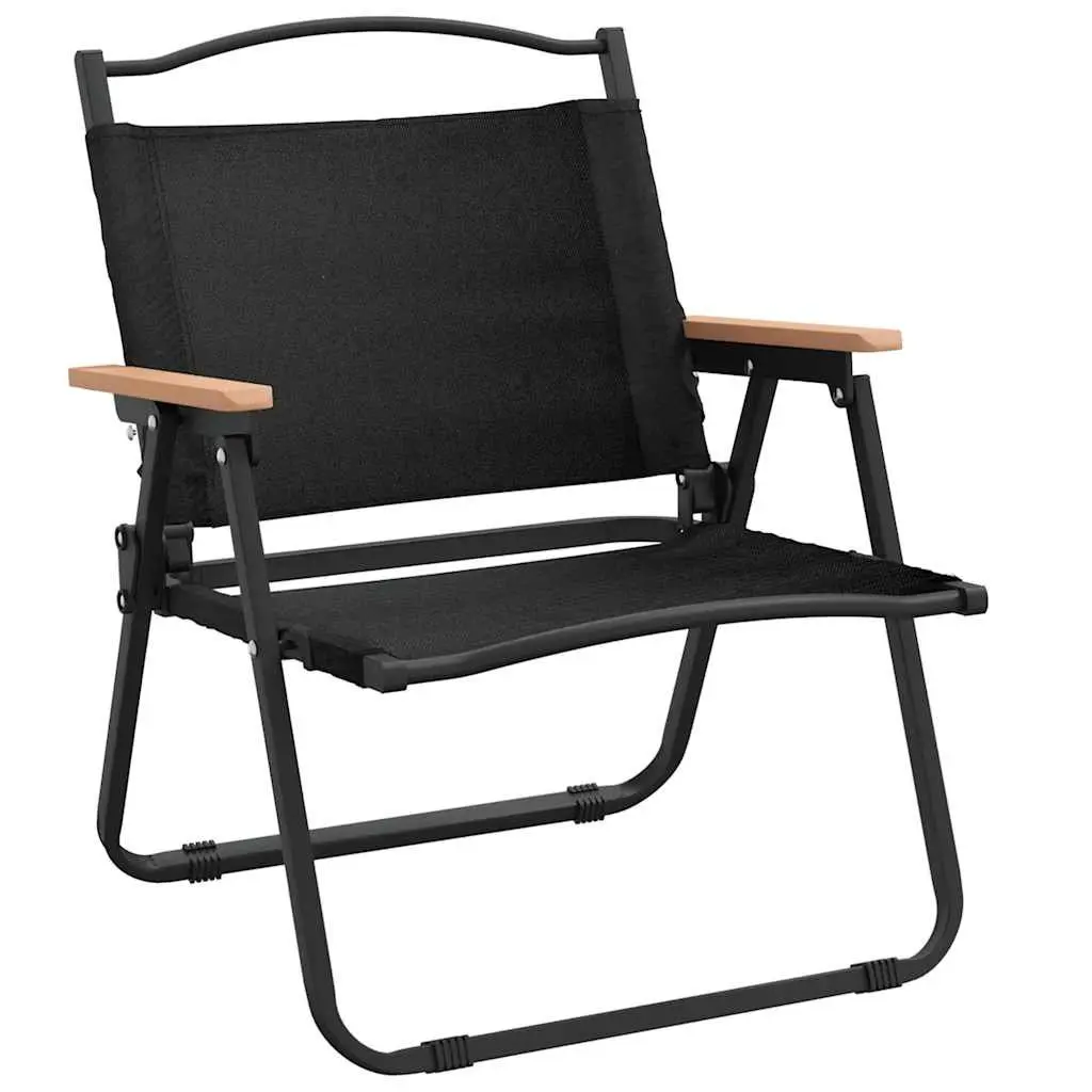 Camping Chairs 2 pcs Black Outdoor Folding Picnic Garden Beach Seating