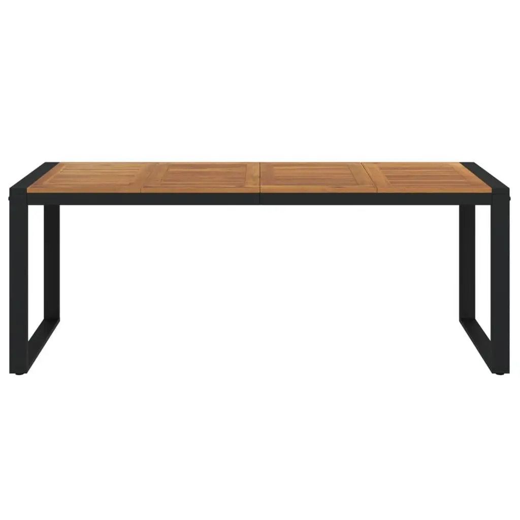 Outdoor Garden Dining Table 200 x 90 cm Solid Acacia Wood U-Shaped Metal Legs