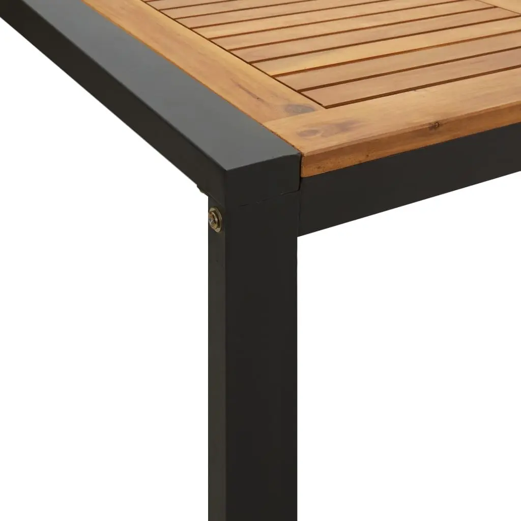 Outdoor Garden Dining Table 200 x 90 cm Solid Acacia Wood U-Shaped Metal Legs
