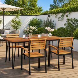 Enhance Your Patio with this Acacia Wood Dining Table