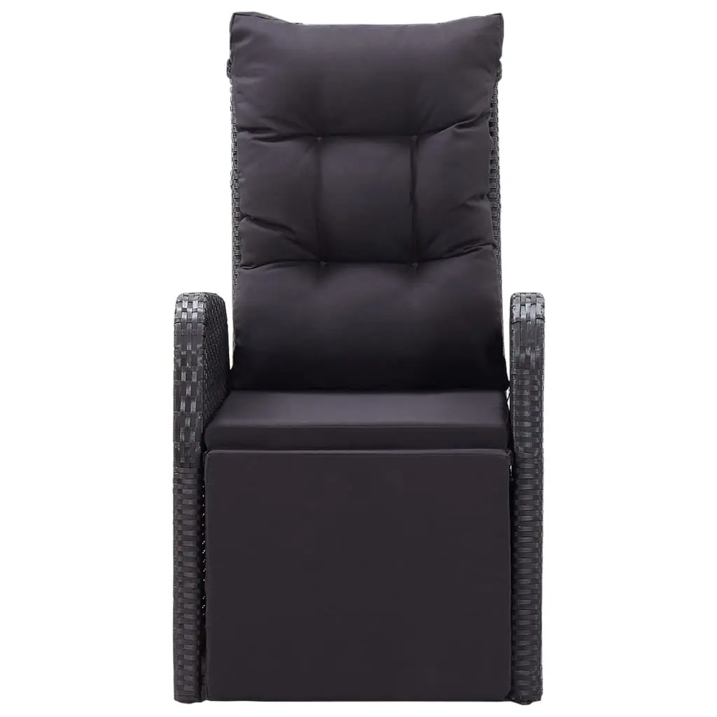 Reclining Garden Chairs 2 pcs Black Outdoor Seating Adjustable Footrest Durable PE Rattan with Cushions