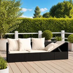 Outdoor Lounge Bed Sun Lounger Adjustable Recliner Poly Rattan Garden Furniture
