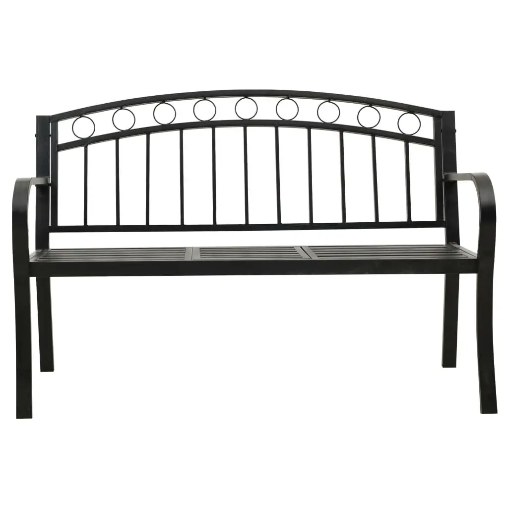 Garden Bench with Table 120cm Black Powder-coated Steel Outdoor Seating