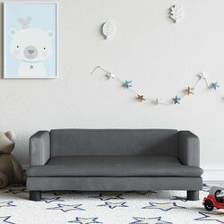 Stylish Grey Velvet Mini Sofa for Kids' Rooms