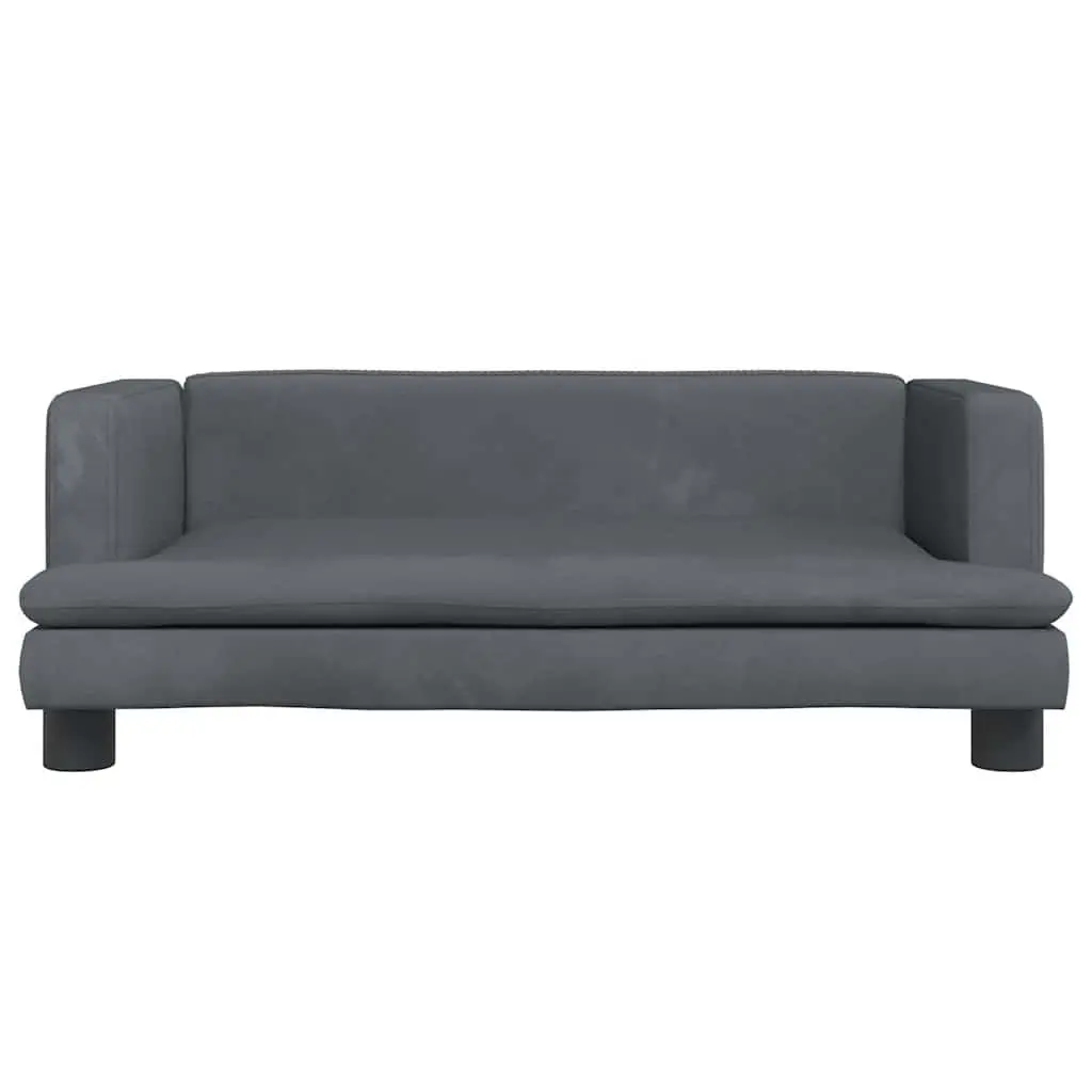Kids Sofa 80x45x30cm Grey Velvet Padded Children's Couch Furniture