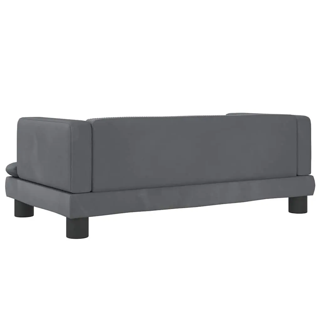 Kids Sofa 80x45x30cm Grey Velvet Padded Children's Couch Furniture