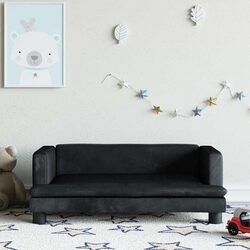 Stylish Kids Velvet Sofa in Black for Cozy Spaces