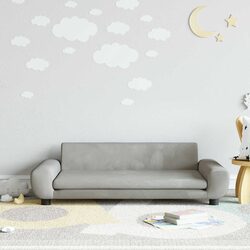 Stylish Grey Velvet Kids Sofa for Enhanced Child Spaces