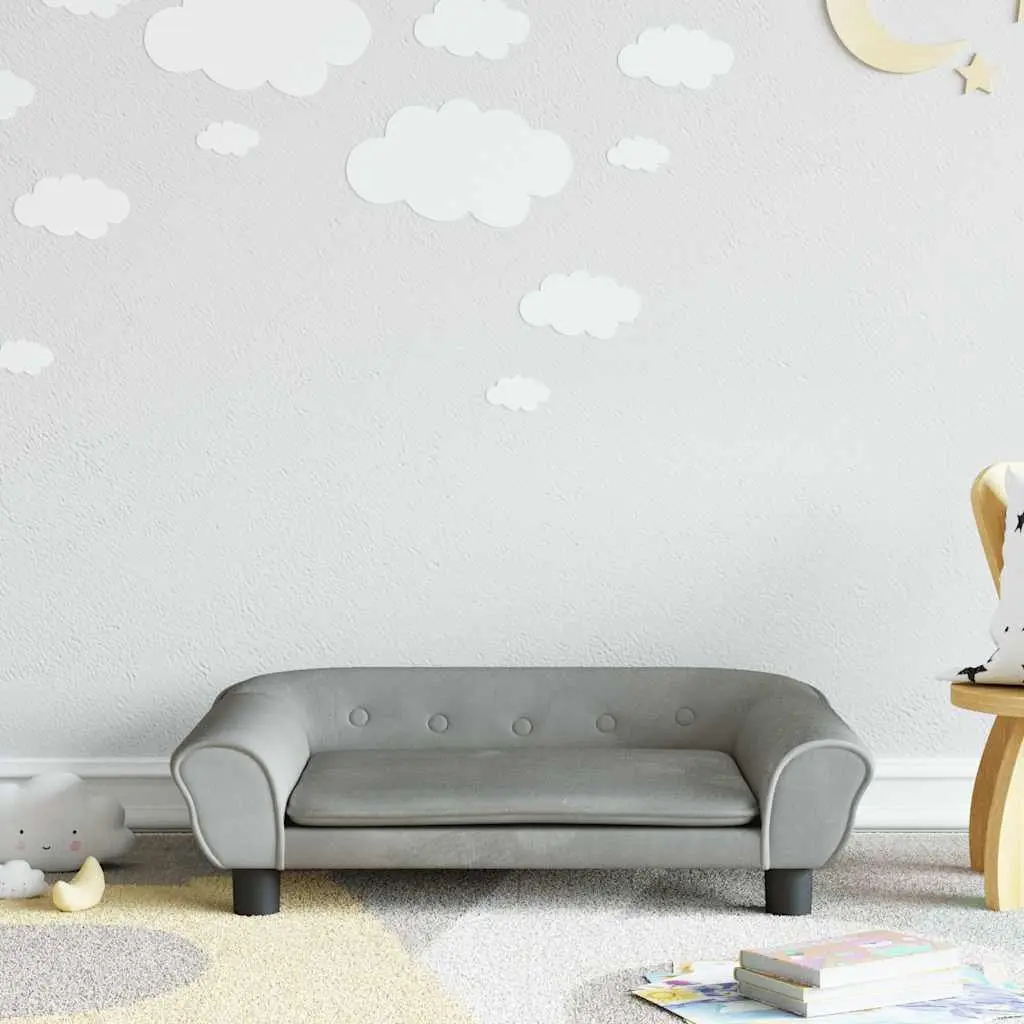 Kids Sofa Light Grey Velvet Padded Children's Couch Furniture Lounger Seat