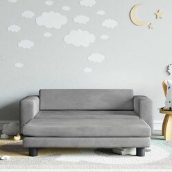 Light Grey Kids Sofa with Matching Footstool for Cozy Spaces