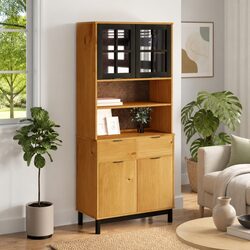 Stylish Brown Highboard with Glass Doors for Your Home