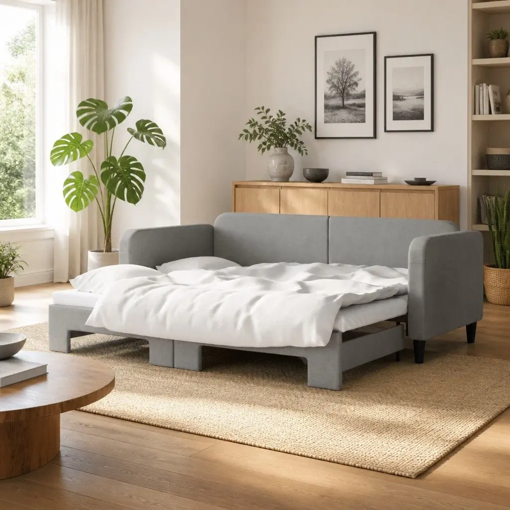 Daybed with Trundle 90 x 190 cm Space Saving Sofa Bed for Living Room Bedroom