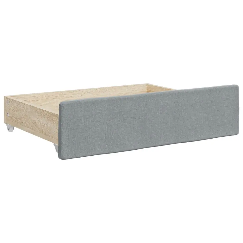 Daybed 90 x 190 cm with Trundle and Storage Drawers Grey