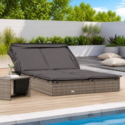 Enhance Your Outdoor Space with a 2-Person Grey Sunbed