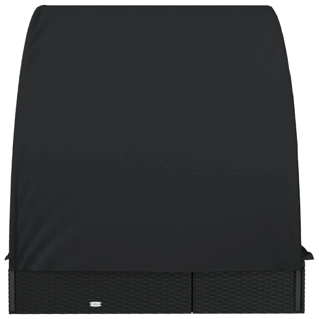 Outdoor Recliner Black 2-Person Adjustable Sun Lounger Daybed with Round Roof for Garden or Patio