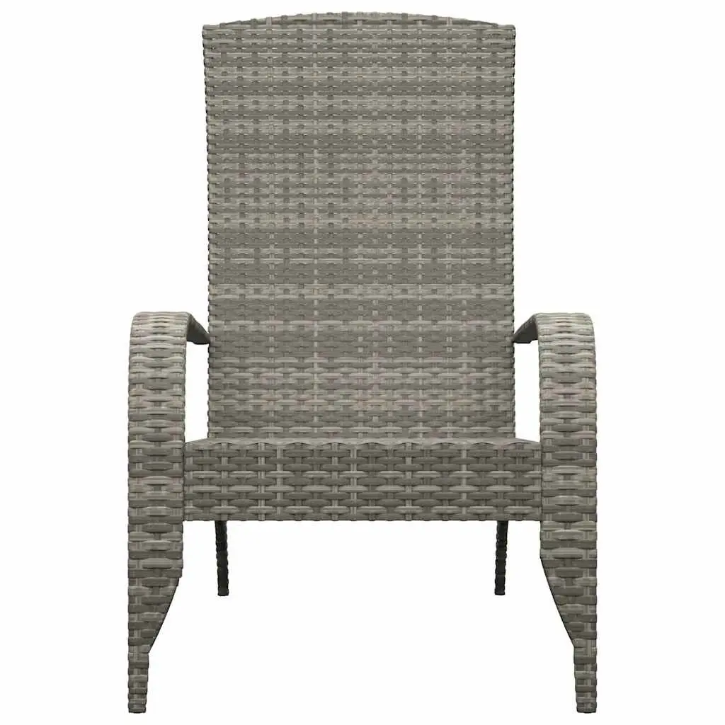 Adirondack Chair Grey Poly Rattan Outdoor Deep Seating with Armrests and High Backrest