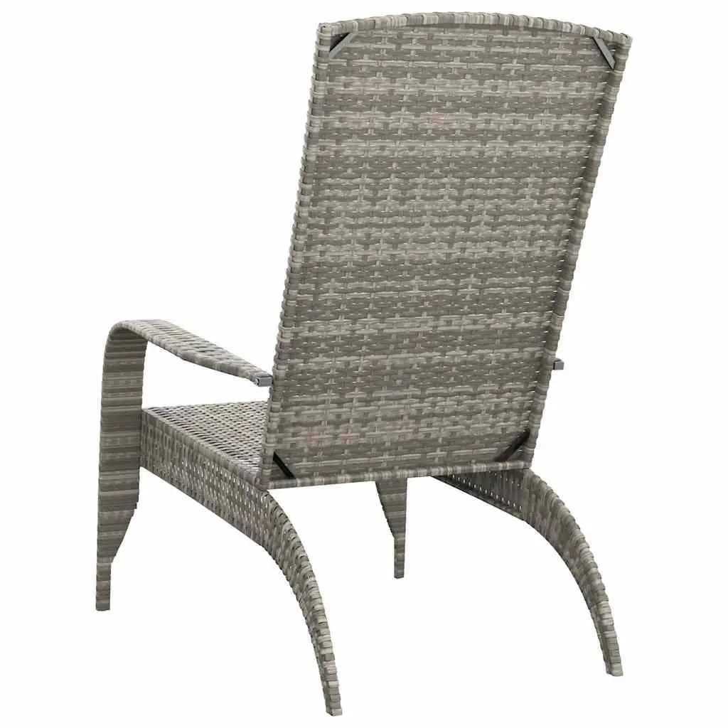 Adirondack Chair Grey Poly Rattan Outdoor Deep Seating with Armrests and High Backrest