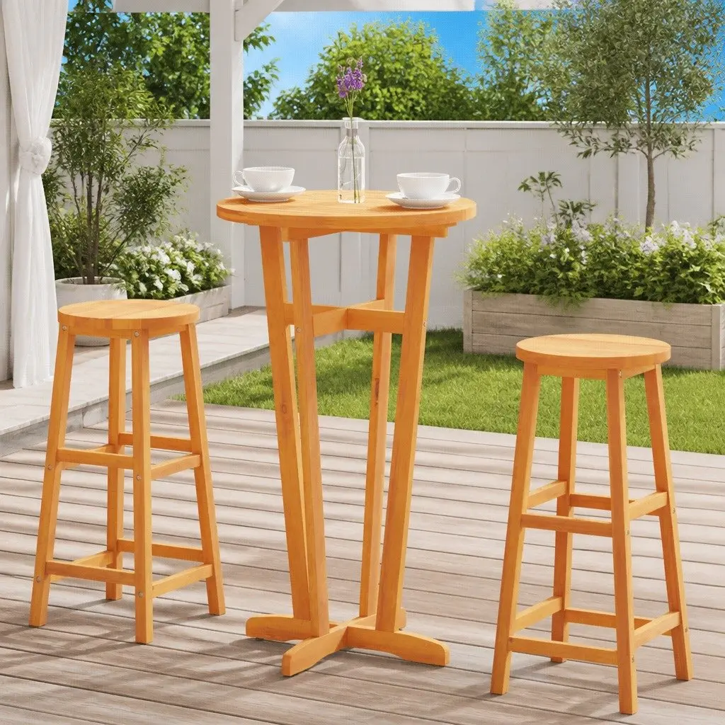 Garden Bar Table 60cm Brown Solid Acacia Wood High Top Outdoor Bistro Furniture