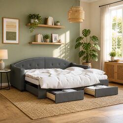 Versatile Daybed with Trundle for Stylish Space Maximization