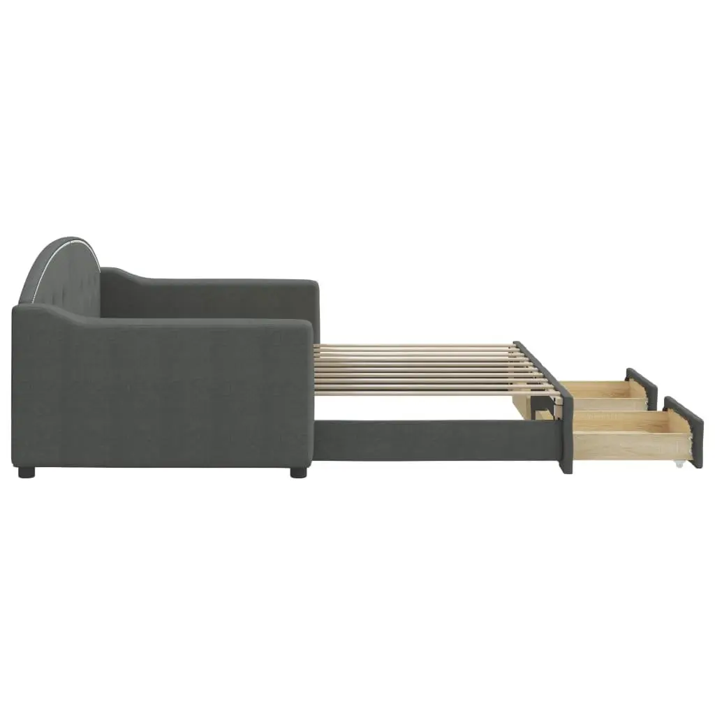 Daybed 90x190 cm with Trundle and Storage Drawers Grey Sofa Bed