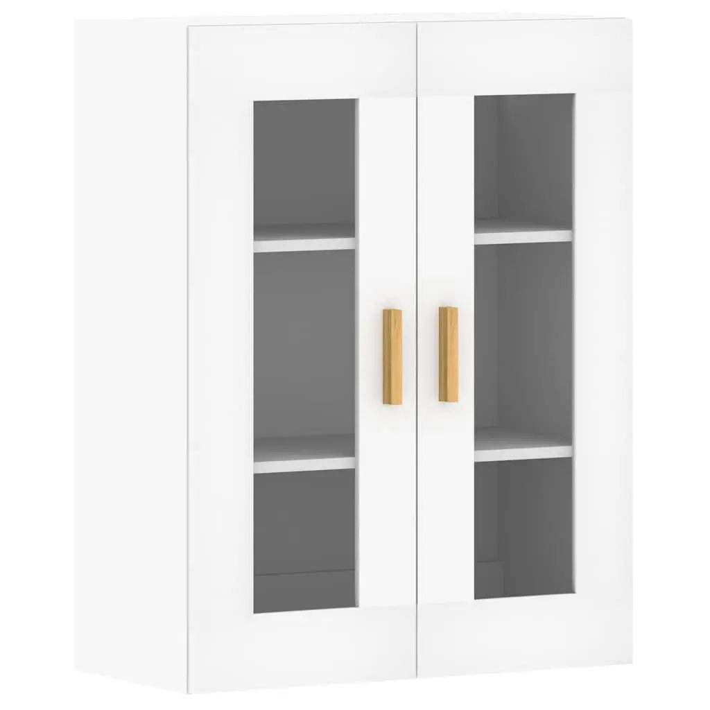 Wall Mounted Storage Cabinets 2 pcs White Glass Door Organiser