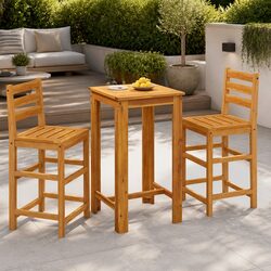 Garden Bar Table 60x60x105 cm Solid Wood Outdoor Indoor Bistro High Dining