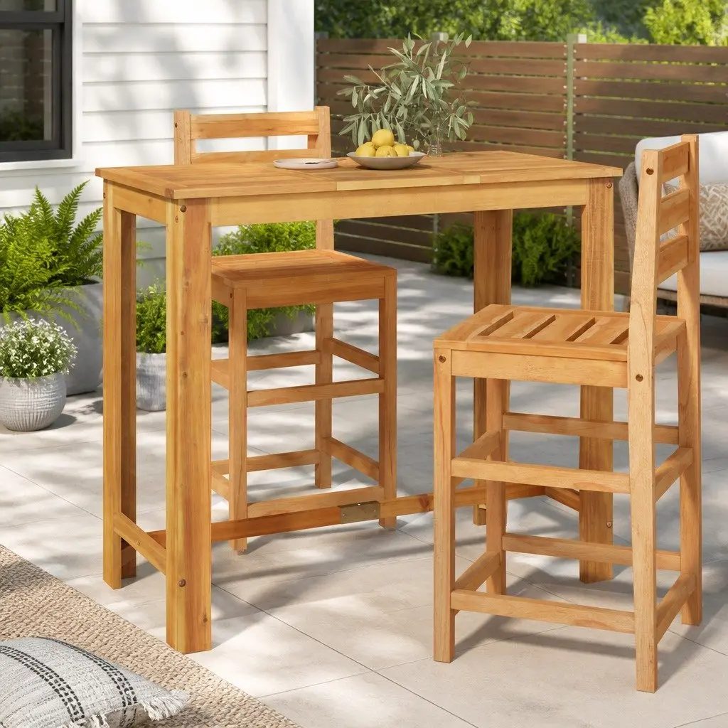 Garden Bar Table 120x60x105 cm Solid Acacia Wood Brown Outdoor Indoor Dining