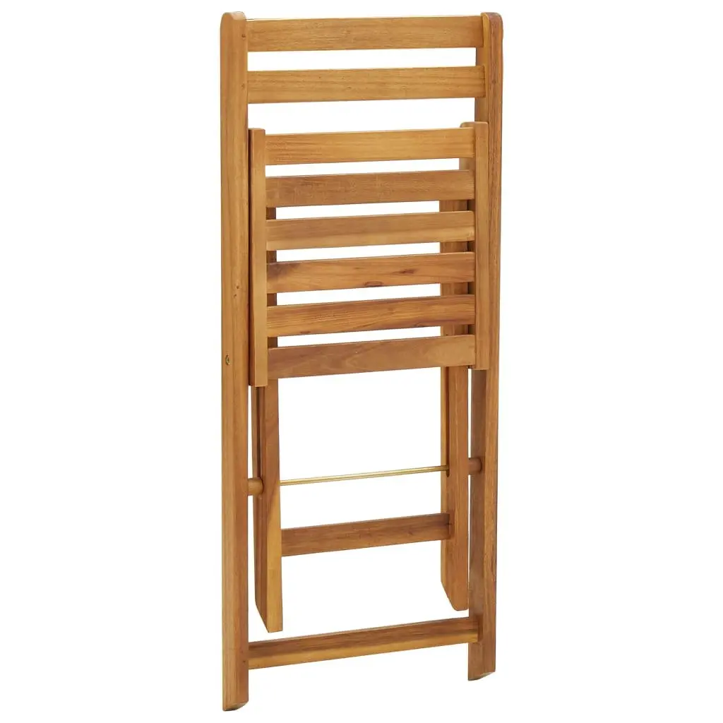 Folding Bistro Set 3 Piece Solid Acacia Wood Outdoor Garden Dining Furniture with Cushions