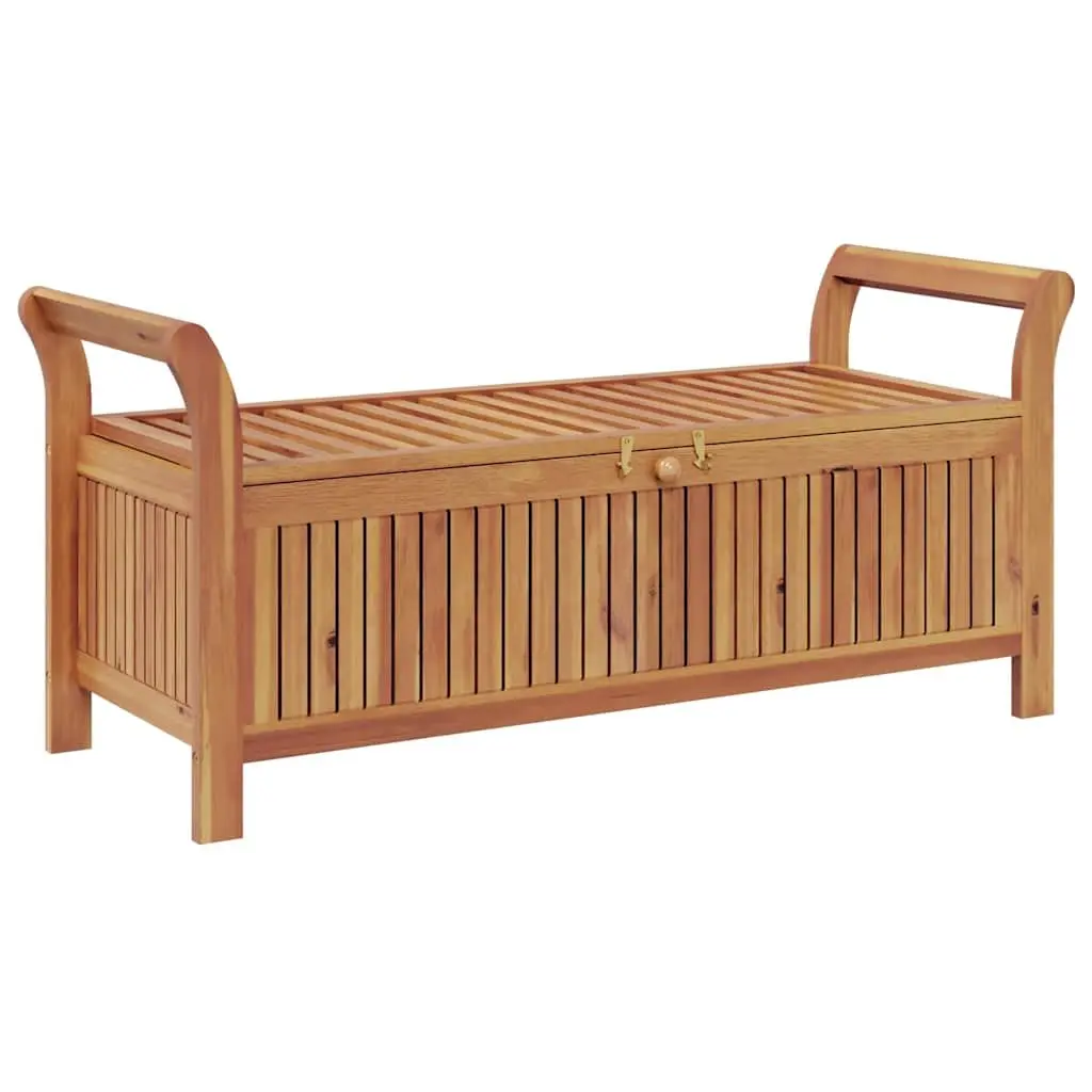 Garden Storage Bench 126cm Wooden Outdoor Seating with Cushion