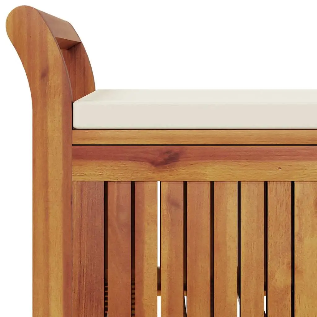 Garden Storage Bench 126cm Wooden Outdoor Seating with Cushion