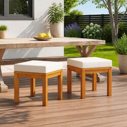 Enhance Your Outdoor Space with Cream Cushioned Stools