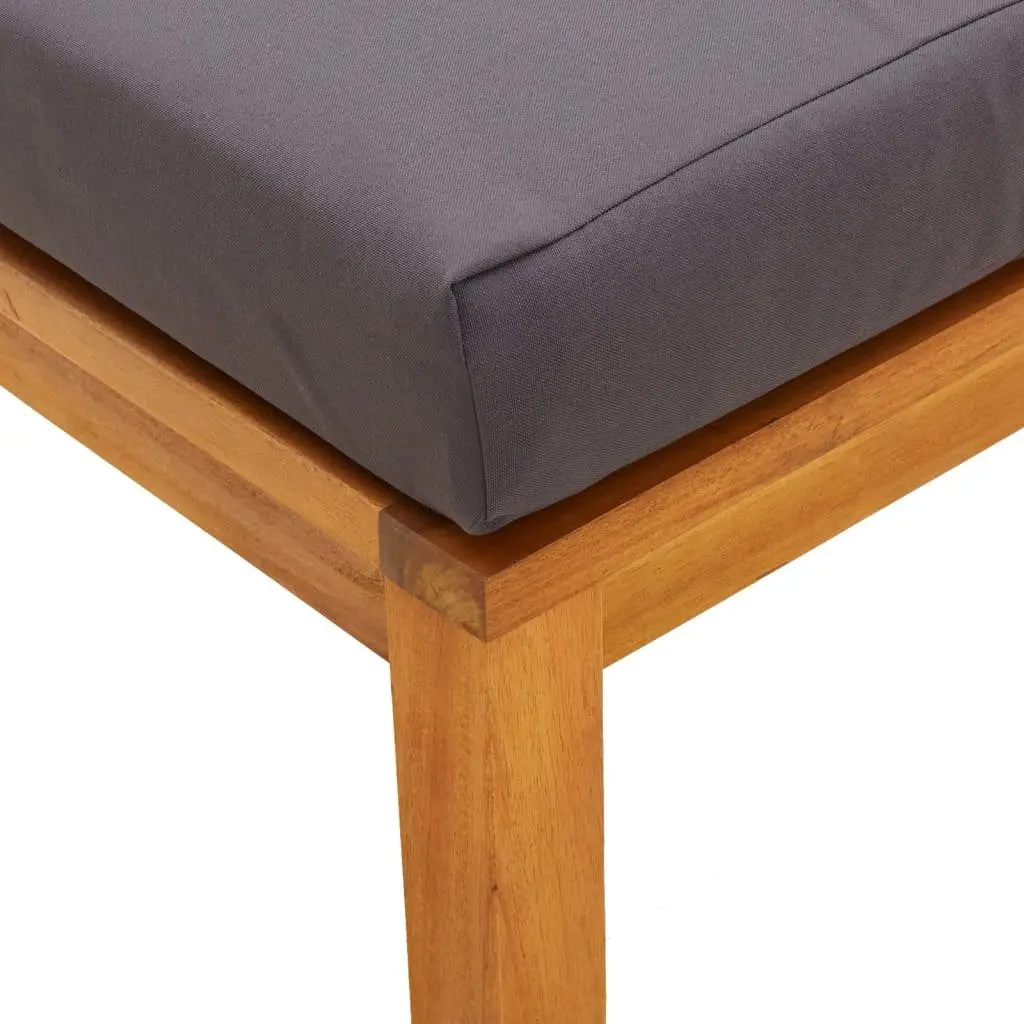 Garden Stools 2 pcs Solid Wood Acacia with Cushions Grey