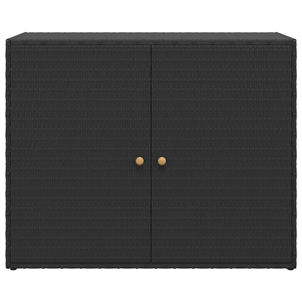 Garden Storage Cabinet 100 x 55.5 x 80 cm Black Waterproof Poly Rattan Tool Chest