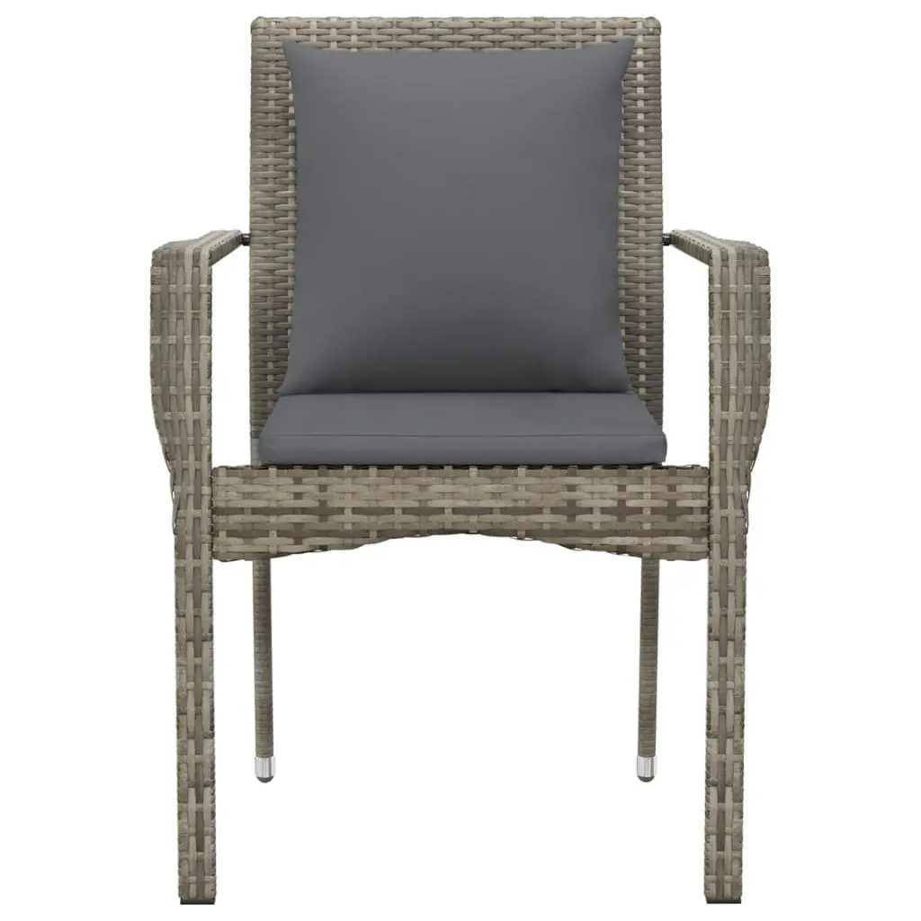 Outdoor Garden Chairs Set 4 Pieces Grey Poly Rattan with Cushions