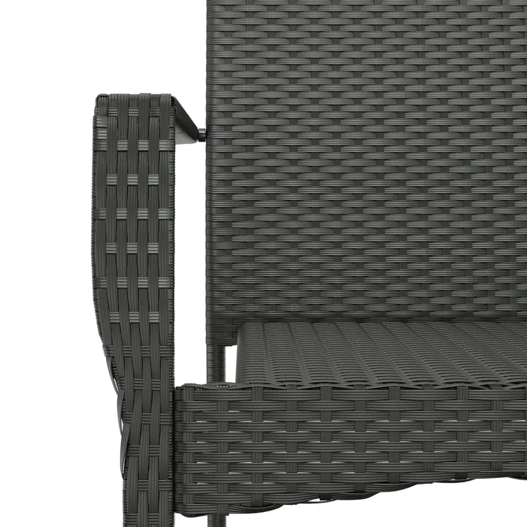 Outdoor Garden Chairs 2 pcs Black Poly Rattan with Cushions Weather Resistant Patio Seating Set