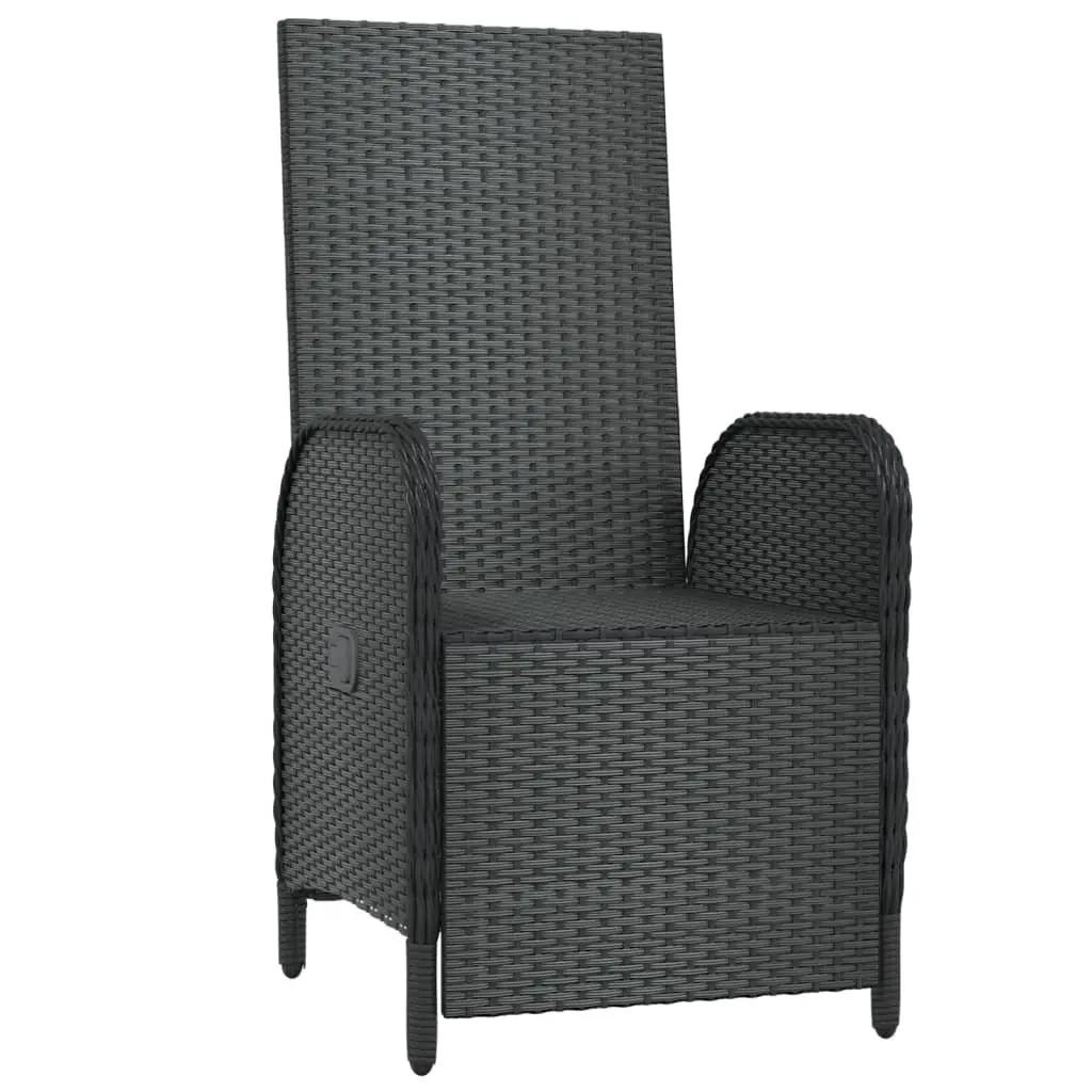 Outdoor Reclining Chairs 2 pcs Adjustable Backrest and Footrest with Cushions Black