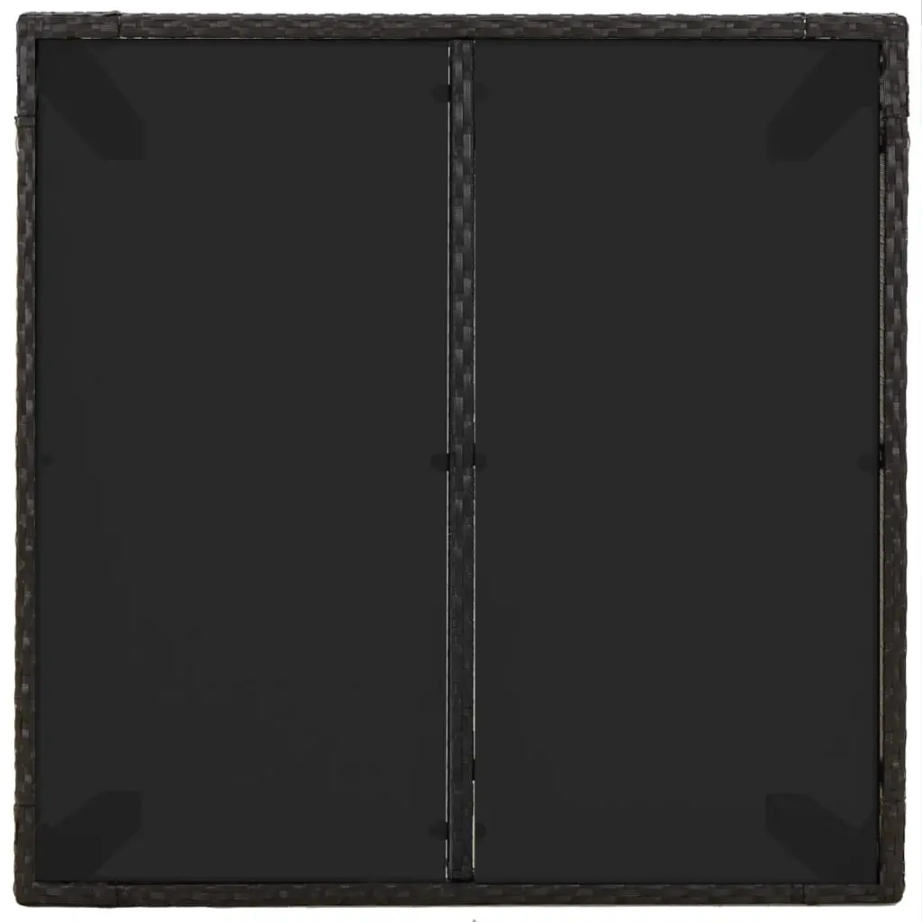 Outdoor Garden Table 90x90cm Glass Top Black Poly Rattan Patio Furniture