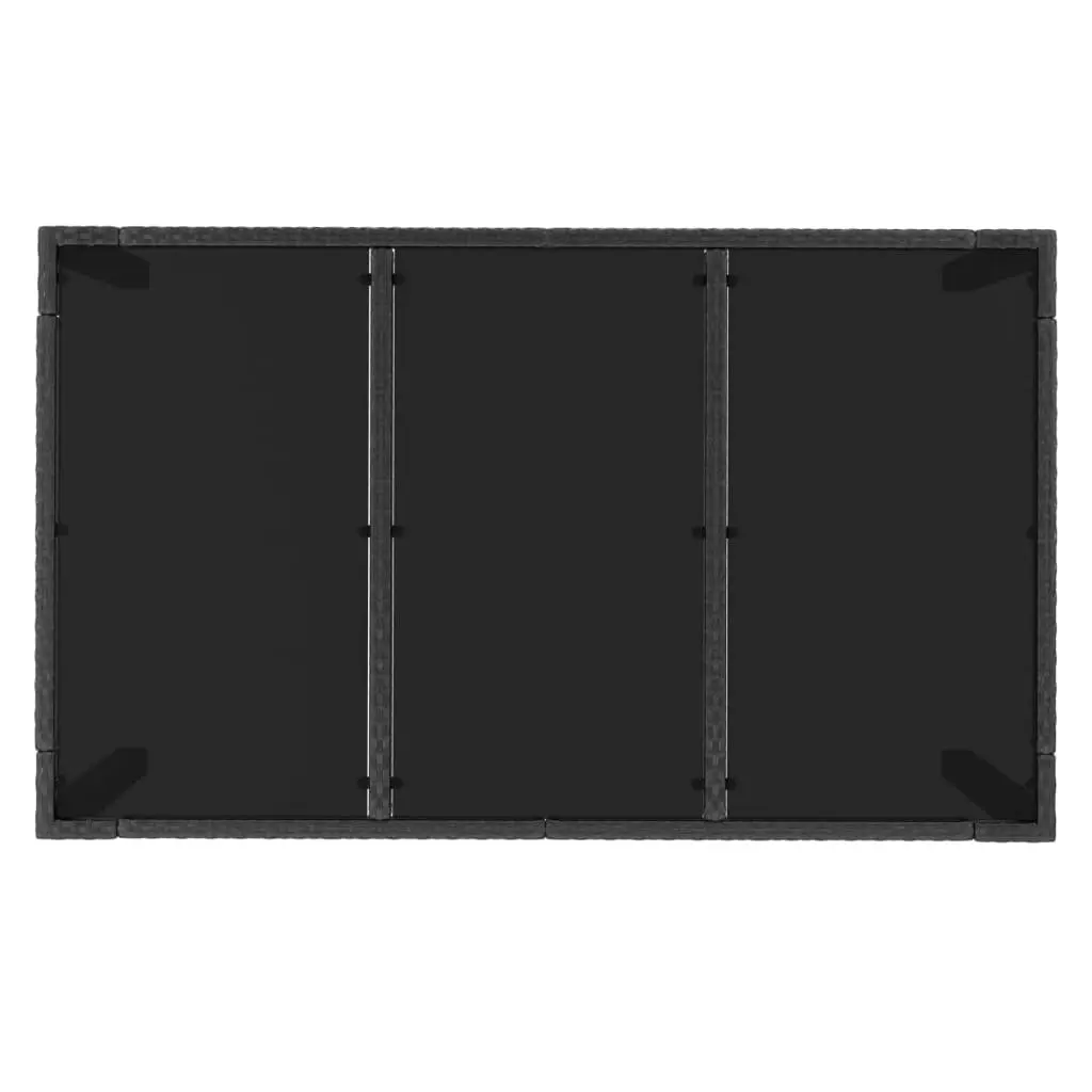 Outdoor Garden Table Black Poly Rattan Tempered Glass Top Weather Resistant