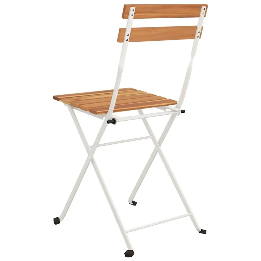 Folding Bistro Chairs 2 pcs Outdoor Garden Seating Wood Steel Foldable